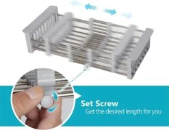 IBright Verstelbare Keukenrek - Gootsteen Mand - Afdruiprek – Vergiet – Verstelbaar In Lengte - Uitschuifbaar - RVS Grijs -Dagelijkse Benodigdheden Winkel 1200x925