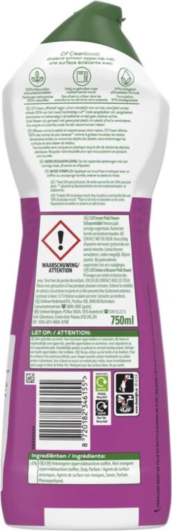 Cif CleanBoost Cream Pink Schuurmiddel - 8 X 750 Ml - Voordeelverpakking -Dagelijkse Benodigdheden Winkel 389x1200