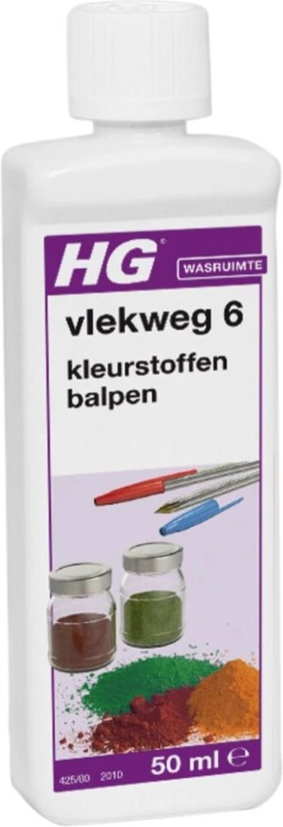 HG Vlekweg 6 - 50ml- Voor O.a. Vlekken Van Ballpoint & Hardnekkige Kleurstoffen 1 HG Vlekweg 6 - 50ml- Voor O.a. Vlekken Van Ballpoint & Hardnekkige Kleurstoffen