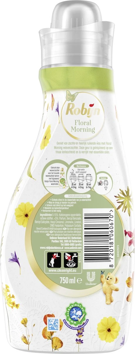 Robijn Floral Morning Wasverzachter - 8 X 30 Wasbeurten - Voordeelverpakking 2 Robijn Floral Morning Wasverzachter - 8 X 30 Wasbeurten - Voordeelverpakking - Afbeelding 2
