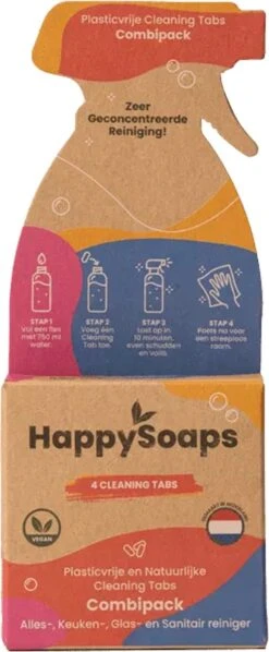 HappySoaps Cleaning Tabs - Combipack Met 4 Verschillende Tabs - Allesreiniger, Keukenreiniger, Glasreiniger En Sanitairreiniger - 100% Plasticvrij, Duurzaam & Vegan -Dagelijkse Benodigdheden Winkel 496x1200 3