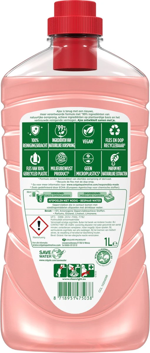 Ajax® Ajax Allesreiniger Fête Des Fleurs Hibiscus 6 X 1L - Voordeelverpakking 2 Ajax® Ajax Allesreiniger Fête Des Fleurs Hibiscus 6 X 1L - Voordeelverpakking - Afbeelding 2