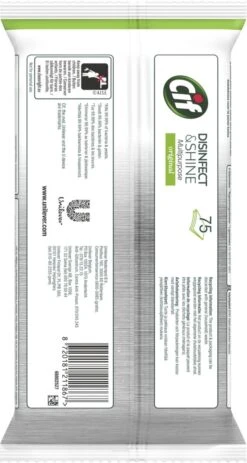 Cif Disinfect & Shine Wipes Doden 99,99% Van De Bacteriën Original Desinfecterende Schoonmaakdoekjes, Van 100% Biologisch Afbreekbaar Textiel 5 X 75 Doekjes -Dagelijkse Benodigdheden Winkel 640x1200 1