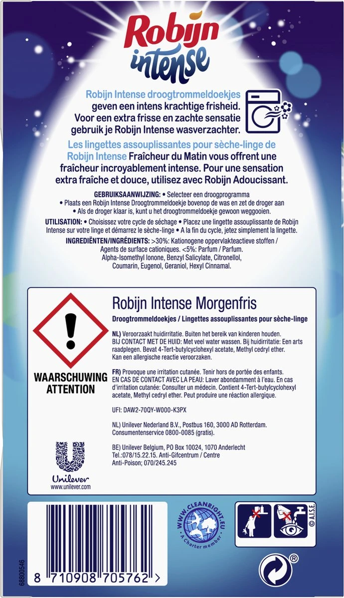 Robijn Droogtrommeldoekjes Intense 20 Stuks 6 Robijn Droogtrommeldoekjes Intense 20 Stuks - Afbeelding 6