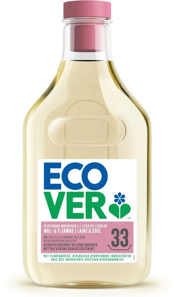 Ecover Wol & Fijnwasmiddel - Waterlelie & Groene Meloen - 1,5 L - 33 Wasbeurten 6 Ecover Wol & Fijnwasmiddel - Waterlelie & Groene Meloen - 1,5 L - 33 Wasbeurten - Afbeelding 6