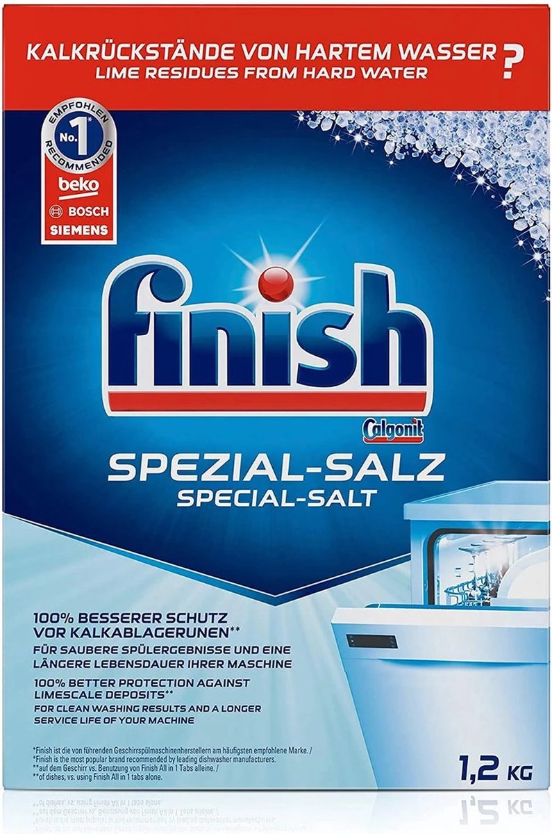 Finish Zout Vaatwaszout 3 X 1,2kg & Glansspoelmiddel 2 X 750ml 2 Finish Zout Vaatwaszout 3 X 1,2kg & Glansspoelmiddel 2 X 750ml - Afbeelding 2