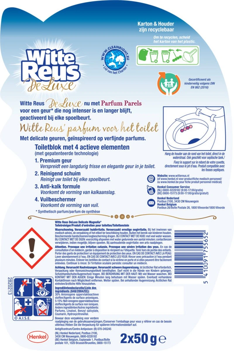 Witte Reus DeLuxe Toiletblok - Delicate Magnolia - WC Blokjes Voordeelverpakking - 20 Stuks 6 Witte Reus DeLuxe Toiletblok - Delicate Magnolia - WC Blokjes Voordeelverpakking - 20 Stuks - Afbeelding 6