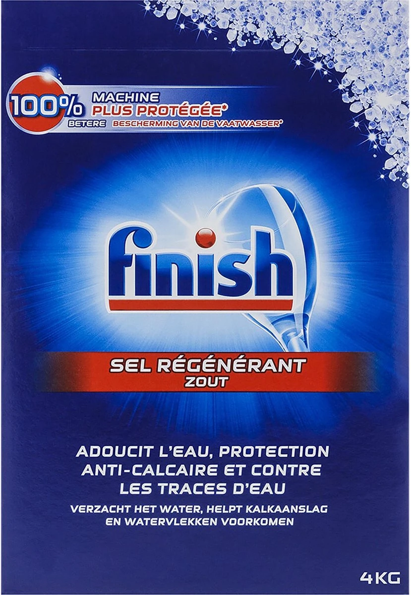 Finish Vaatwaszout 4kg Doos - Zout Voor De Vaatwasser + Finish - Glansspoelmiddel - 800 Ml 2 Finish Vaatwaszout 4kg Doos - Zout Voor De Vaatwasser + Finish - Glansspoelmiddel - 800 Ml - Afbeelding 2