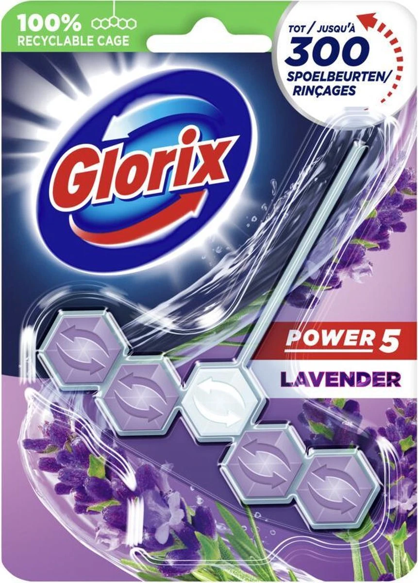 Glorix Power 5 Toiletblokken - Lavendel - 9 Stuks - Voordeelverpakking 9 Glorix Power 5 Toiletblokken - Lavendel - 9 Stuks - Voordeelverpakking - Afbeelding 9