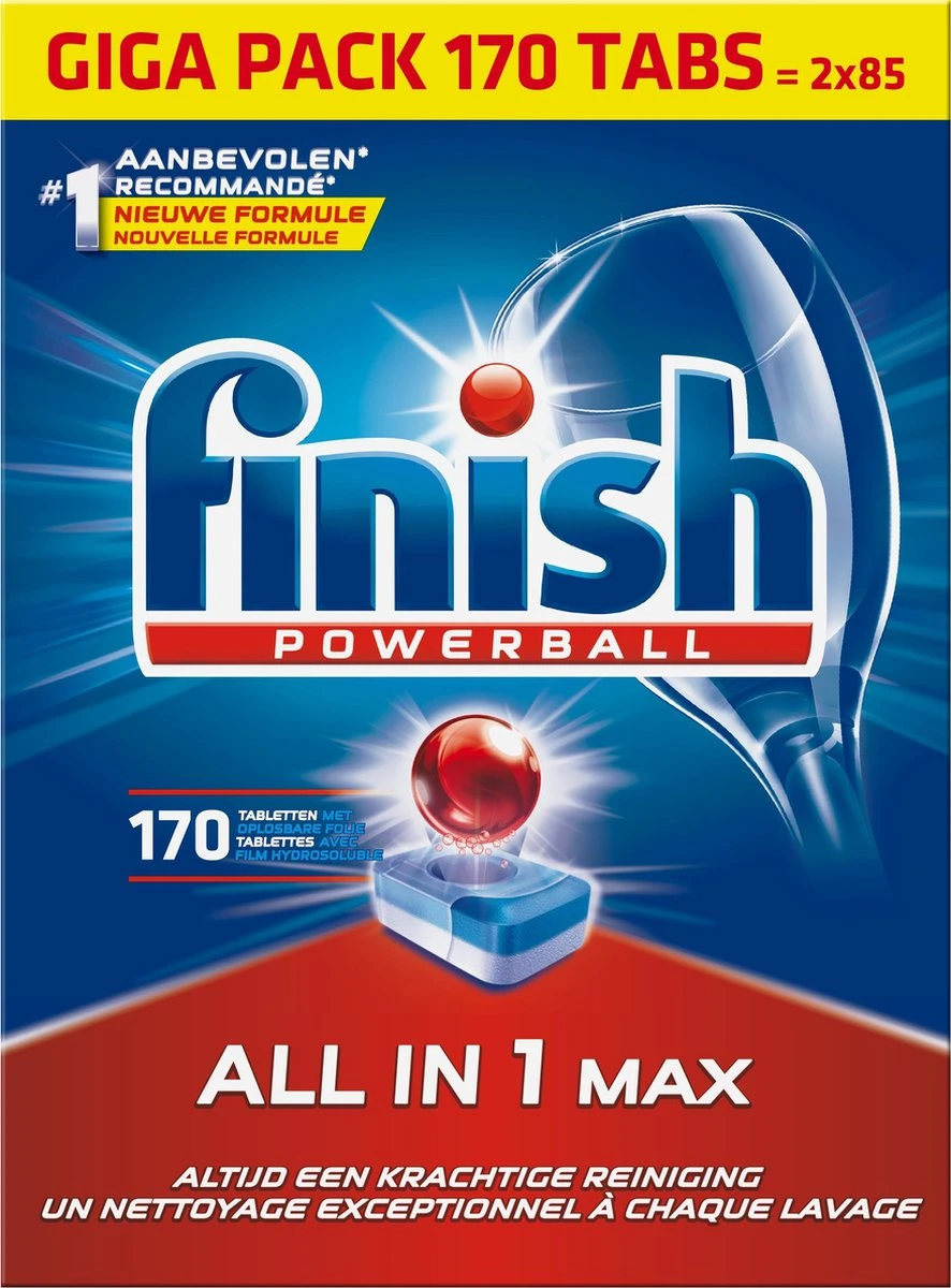 Finish All In 1 Max Regular - Vaatwastabletten - 170 Stuks - Voordeelpak 1 Finish All In 1 Max Regular - Vaatwastabletten - 170 Stuks - Voordeelpak