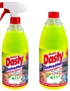 Dasty Ontvetter Voordeelpack: 1x Spuitfles + 1 X Navulling + Set Sponzen + 1 Set Schoonmaakhandschoenen