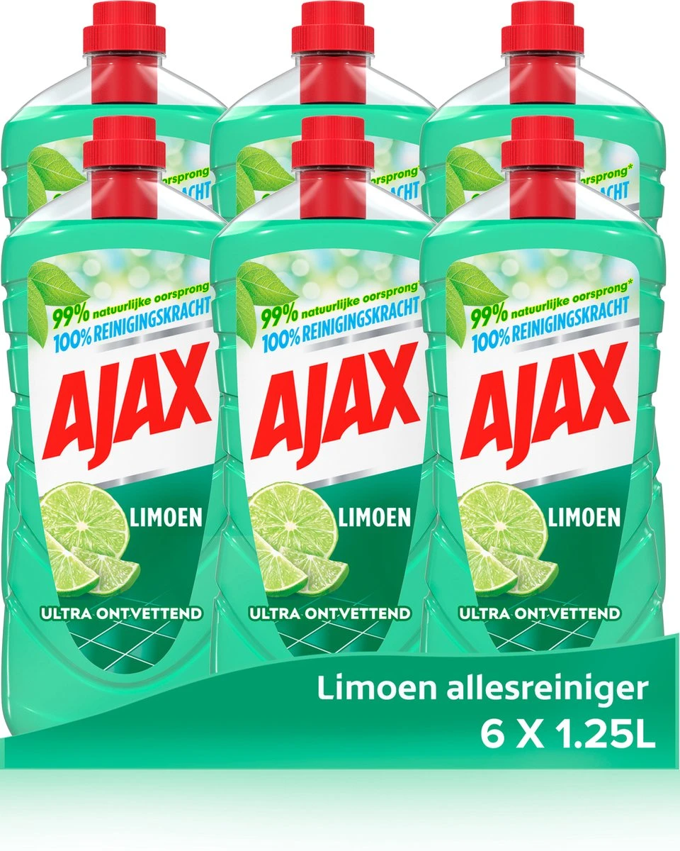 Ajax® Ajax Allesreiniger Limoen 6 X 1.25L - Voordeelverpakking 1 Ajax® Ajax Allesreiniger Limoen 6 X 1.25L - Voordeelverpakking