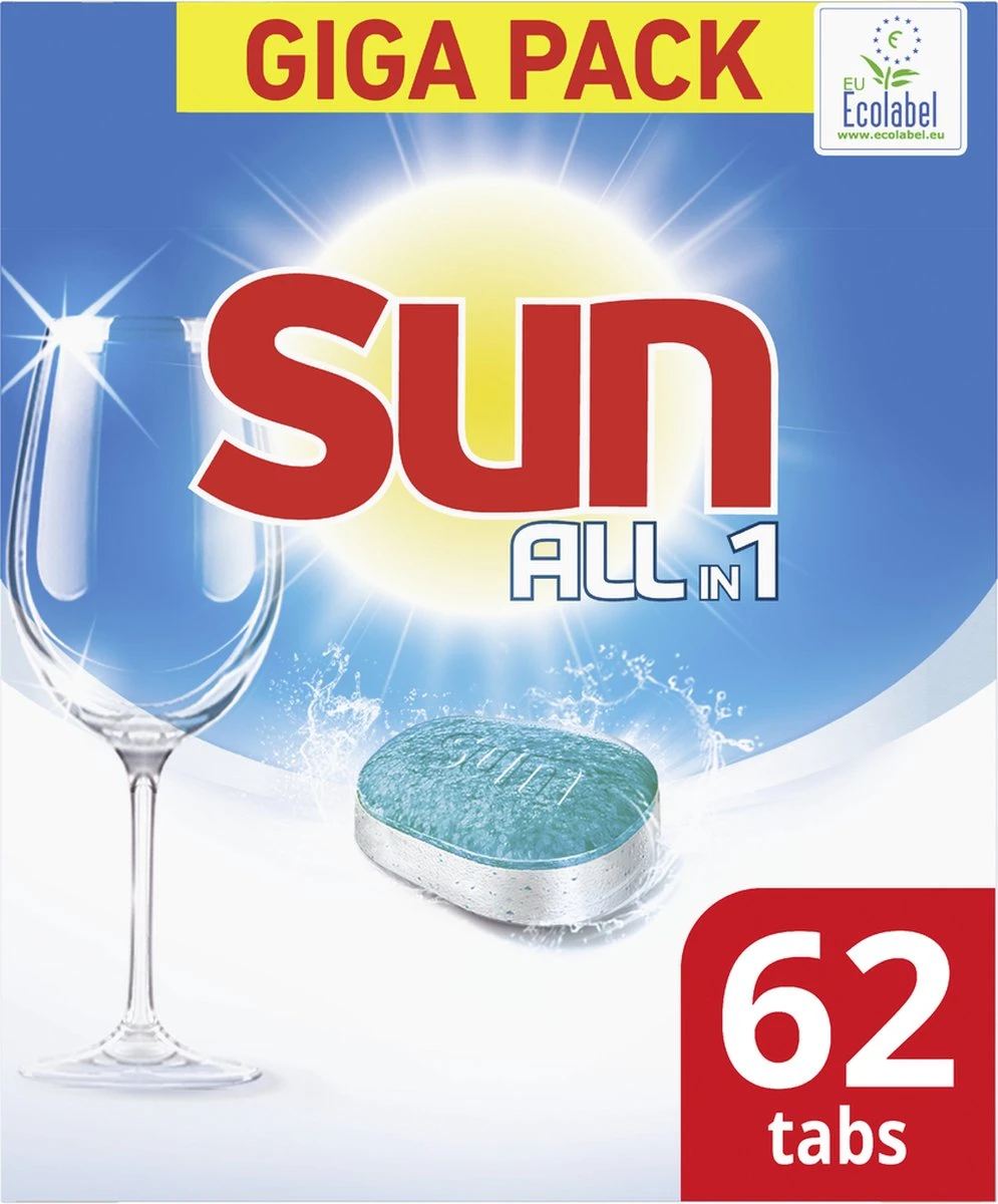 SUN® Sun All-in 1 Normaal Vaatwastabletten - 62 Tabletten - Voordeelverpakking 1 SUN® Sun All-in 1 Normaal Vaatwastabletten - 62 Tabletten - Voordeelverpakking